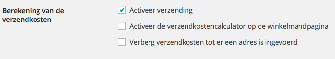 Berekening van de verzendkosten