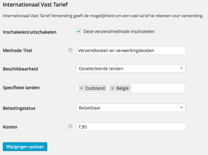 Internationaal vast tarief