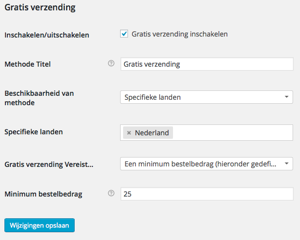 gratis verzending WooCommerce