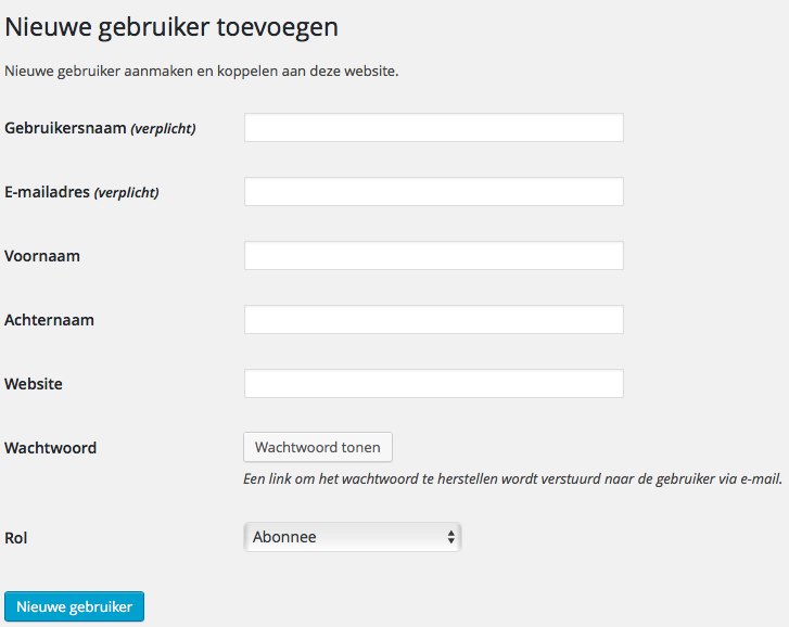 Nieuwe gebruiker toevoegen