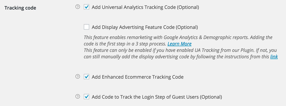 Opties trackingcode e-commerce