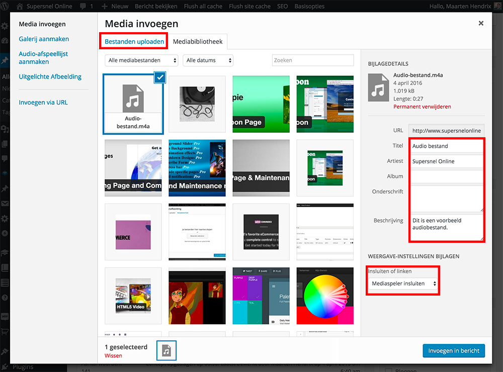 Stappen audio toevoegen WordPress website