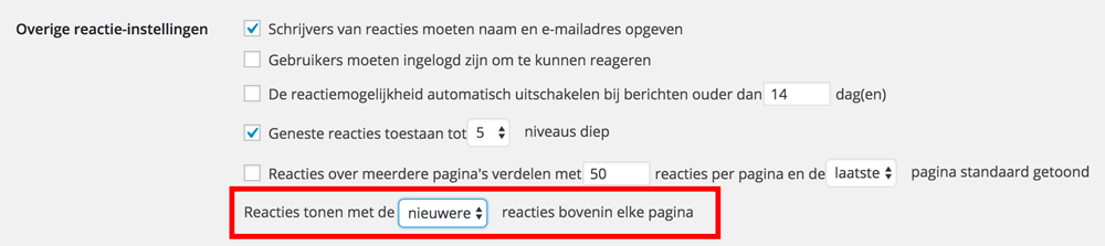 Nieuwe reacties eerst tonen
