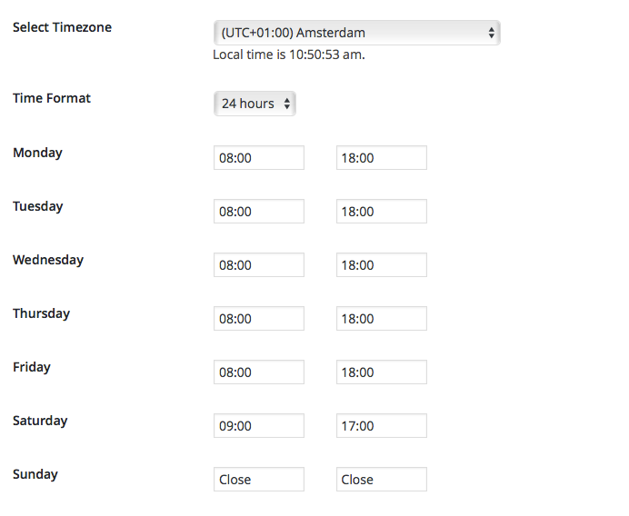 Openingsuren instellen WordPress