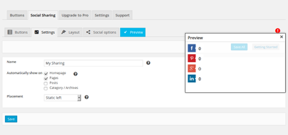 Social media buttons delen