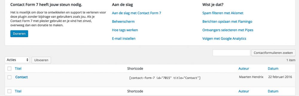 Contact form 7 installeren
