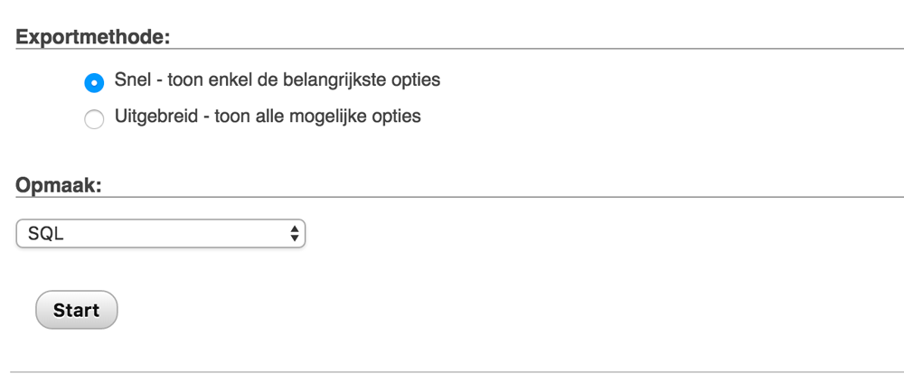 Database snel exporteren