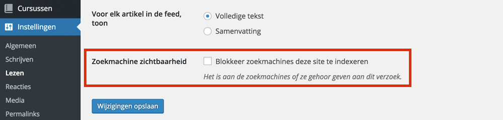 Zoekmachines blokkeren met WordPress