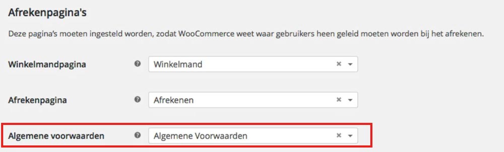 Algemen voorwaarden afrekenpagina