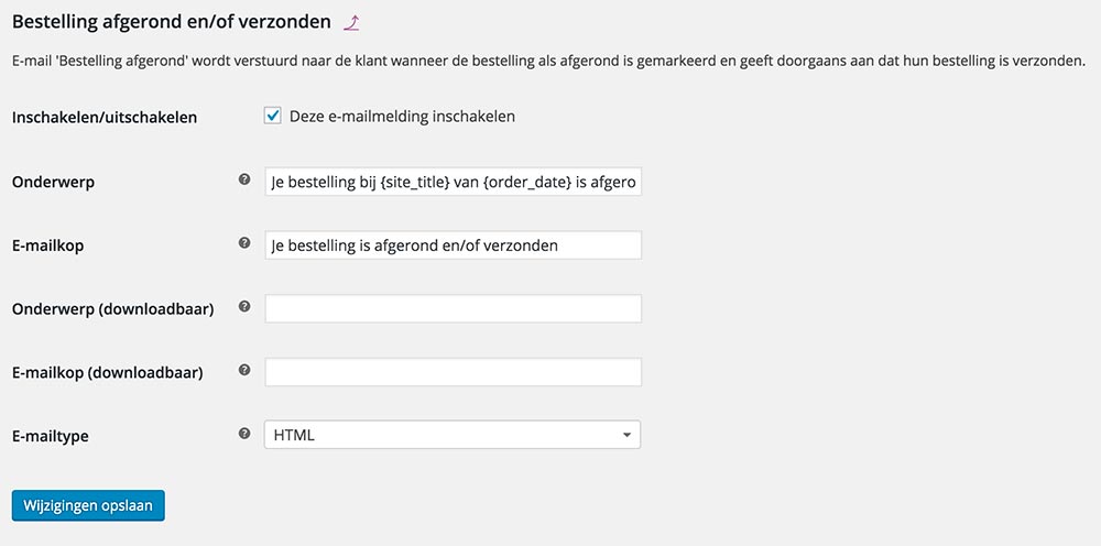 Bestelling afgerond en/of verzonden