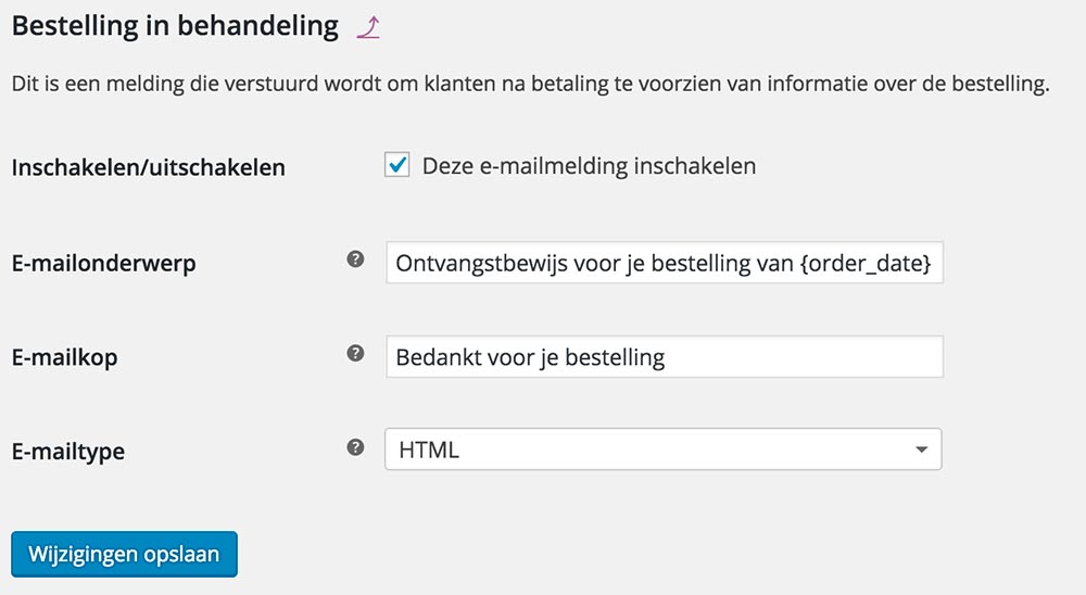 Bestelling in behandeling