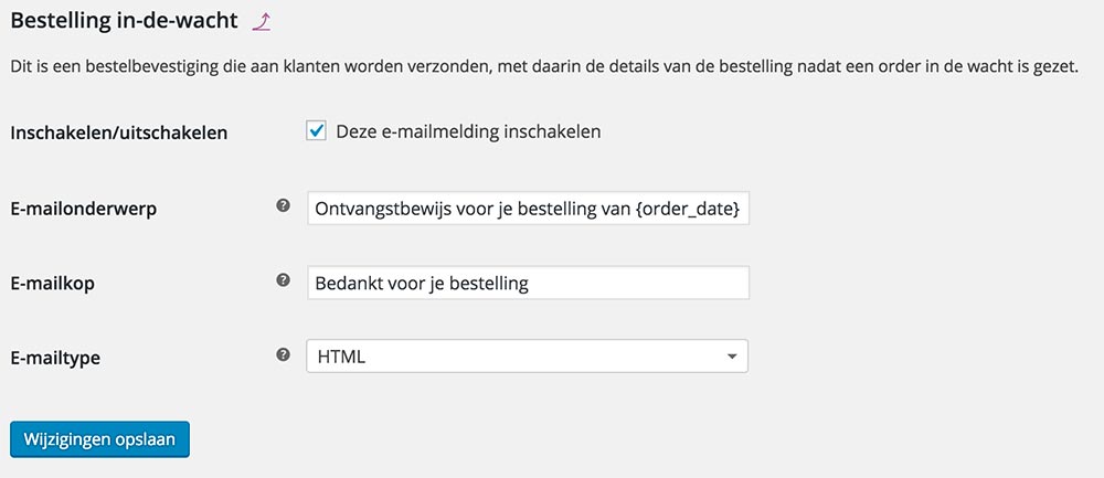 Bestelling in-de-wacht