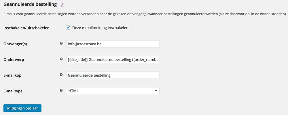 Geannuleerde bestelling
