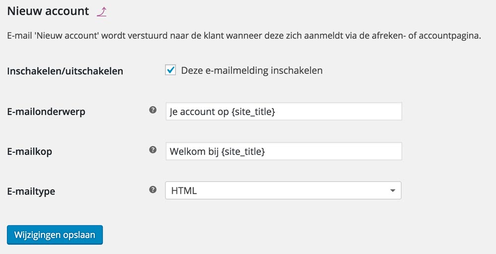 Nieuw account