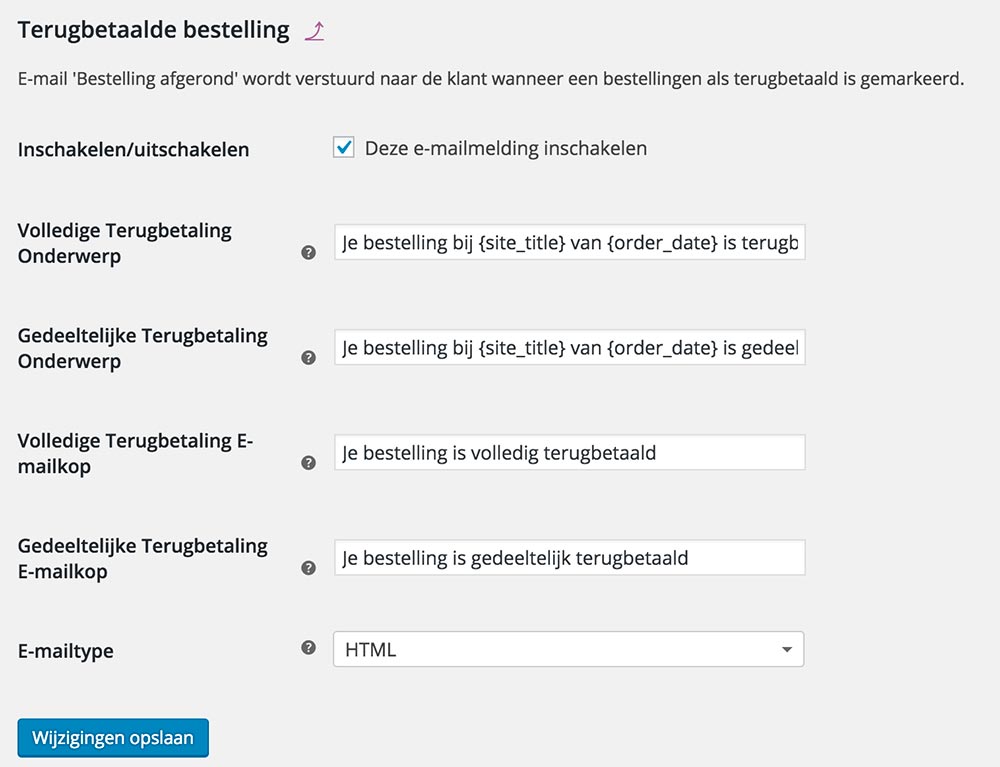 Terugbetaalde bestelling