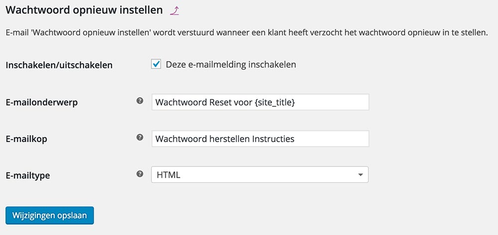 Wachtwoord opnieuw instellen