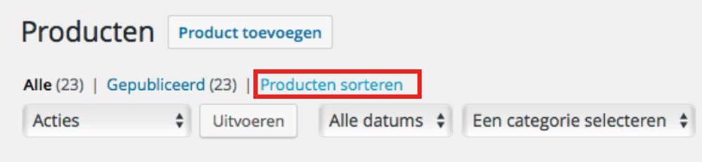 Producten sorteren woocommerce