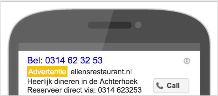 Alleen bellen advertentie