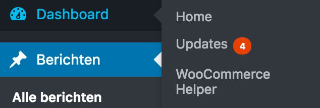 dashboard wordpress updates