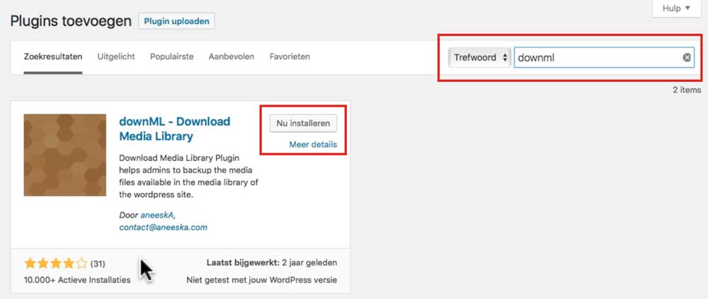 downml plugin installeren